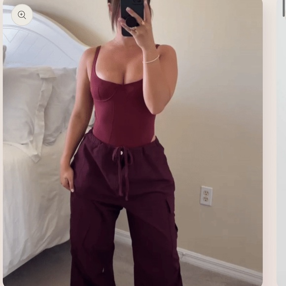 LIONESS Je T'aime Bodysuit Tank Sleeveless Burgundy Wine Women’s Size XL NEW - Picture 3 of 11